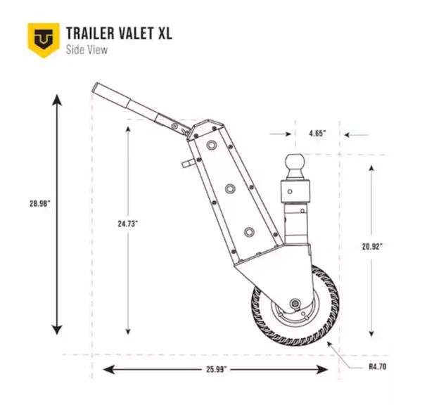 Trailer Valet 10000 lbs. Capacity Hand or Drill Powered Trailer Dolly with 2-5/16 in. Ball and Integrated Braking System