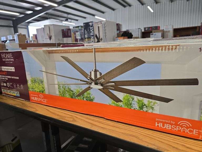 Kensgrove II 72 in. Smart Indoor/Outdoor Brushed Nickel Ceiling Fan with Remote Included Powered by Hubspace