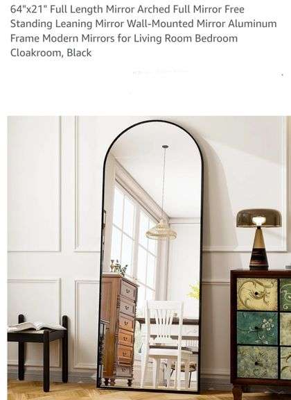 64"x21" Full Length Mirror Arched Full Mirror Free Standing Leaning Mirror Wall-Mounted Mirror