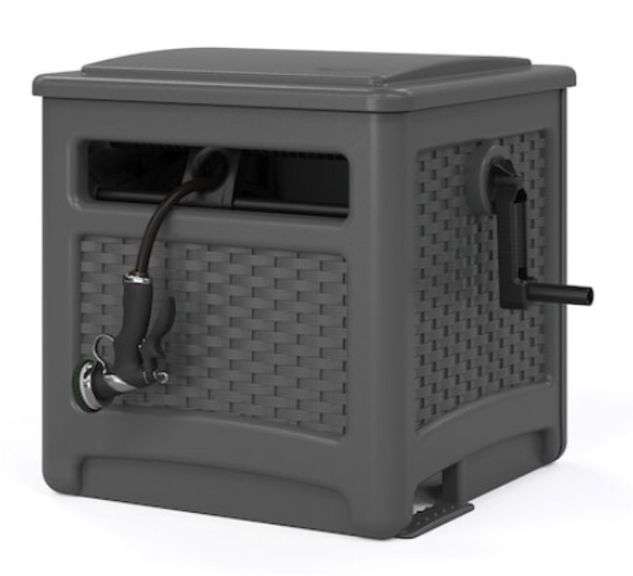 Suncast Wicker Hideaway Hose Cart Plastic 225-ft Hideaway Hose Reel