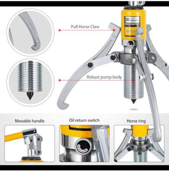 NEWTRY 20 Ton Hydraulic Gear Puller Kit, Wheel Bearing Pulling Separator, 3 Jaw Puller, Vertically & Horizontally