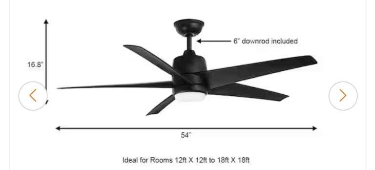 Hampton Bay Mena 54 in. White Color Changing Integrated LED Indoor/Outdoor Matte Black Ceiling Fan with Light Kit and Remote Control