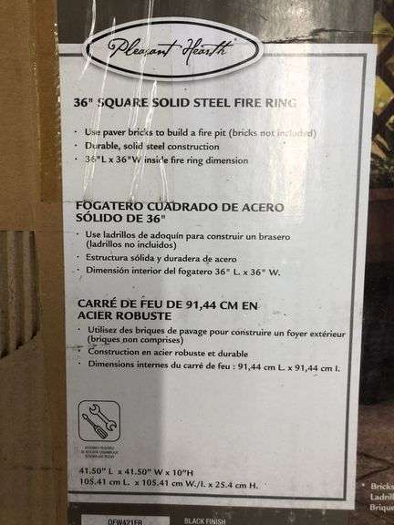 Pleasant Hearth OFW421FR 36" Solid Steel Square Fire Ring