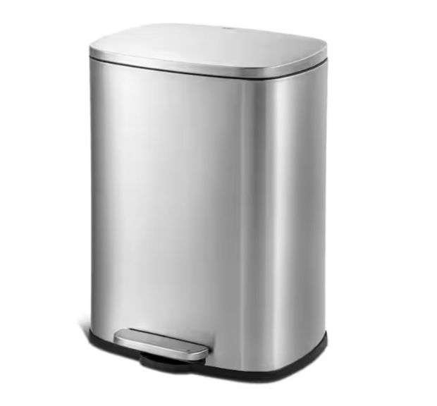 Qualiazero 13 Gal. Stainless Steel Kitchen Trashcan, Step-on, Rectangle