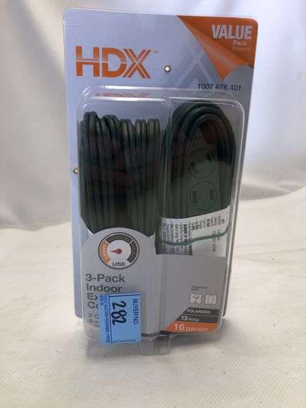 HDX 3 Pack Indoor Extension Cords (2 6ft, 1 12ft)