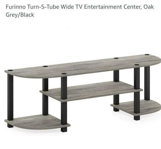Furinno Turn-S-Tube Wide TV Entertainment Center, Oak Grey/Black