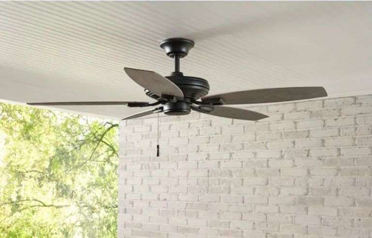 North Pond 52 in. Indoor/Outdoor Matte Black Ceiling Fan with Downrod and Reversible Motor; Light Kit Adaptable