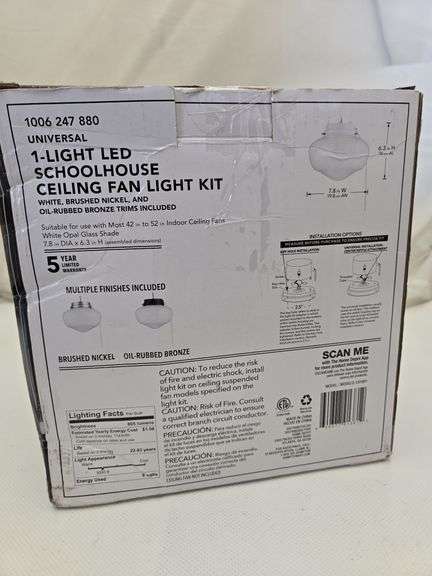 Hampton Bay 1-Light Multi-Finish Ceiling Fan Globe LED Light Kit