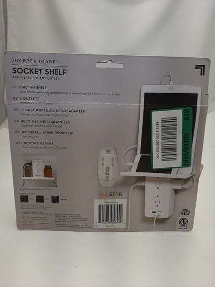 6-Outlet Cordless Wall Extender with 2-USB Ports and 1-USBC Adapter