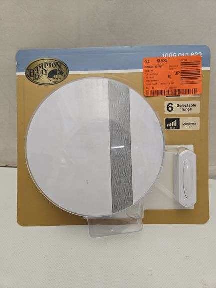 Hampton Bay Wireless Battery Operated Doorbell Kit with Wireless Push Button, White with Gray Fabric