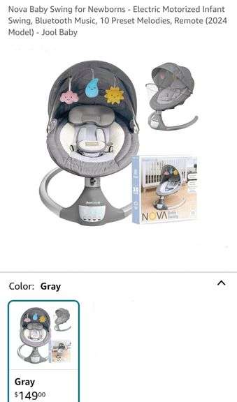 Nova Baby Swing for Newborns - Electric Motorized Infant Swing, Bluetooth Music, 10 Preset Melodies, Remote (2024 Model) - Jool Baby