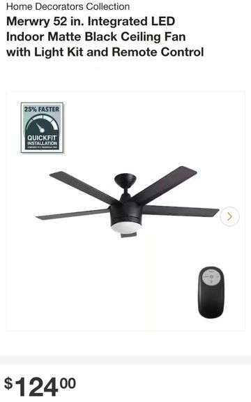 Home Decorators Collection Merwry 52 in. Integrated LED Indoor Matte Black Ceiling Fan with Light Kit and Remote Control