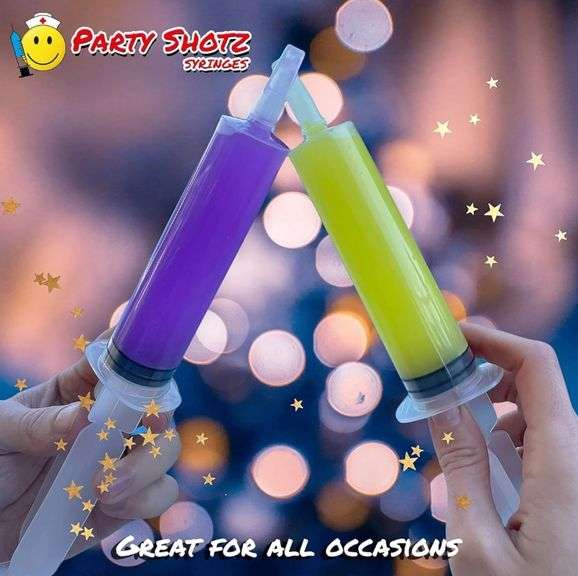 Party Shotz Jello Shot Syringes (Large 2oz with CAPS) Plastic Reusable Shots 60ct