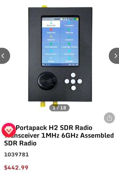 H2 SDR Radio Receiver Full Function 1MHz 6GHz TXCO 3.2 Inch LCD Touch Screen Software Radio Receiver