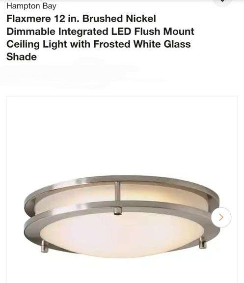 Flaxmere 12 in. Brushed Nickel Dimmable Integrated LED Flush Mount Ceiling Light with Frosted White Glass Shade