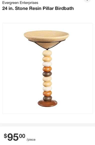 Evergreen Enterprises 24 in. Stone Resin Pillar Birdbath