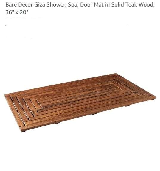 Bare Decor Giza Shower, Spa, Door Mat in Solid Teak Wood, 36" x 20"