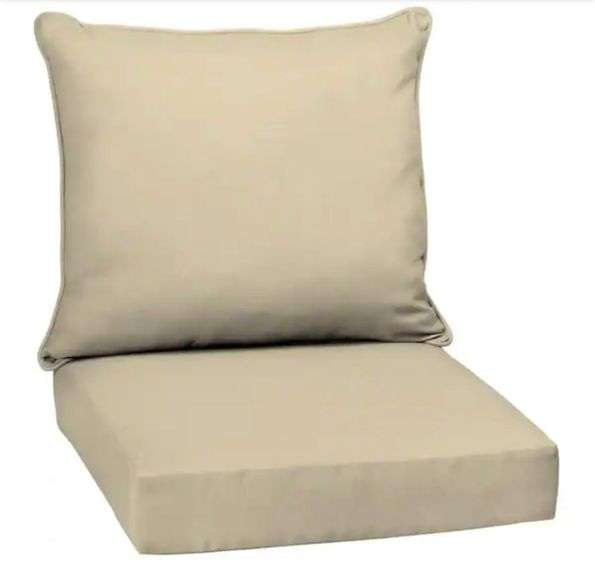 24 in. x 24 in. 2-Piece Deep Seating Outdoor Lounge Chair Cushion in Tan Leala