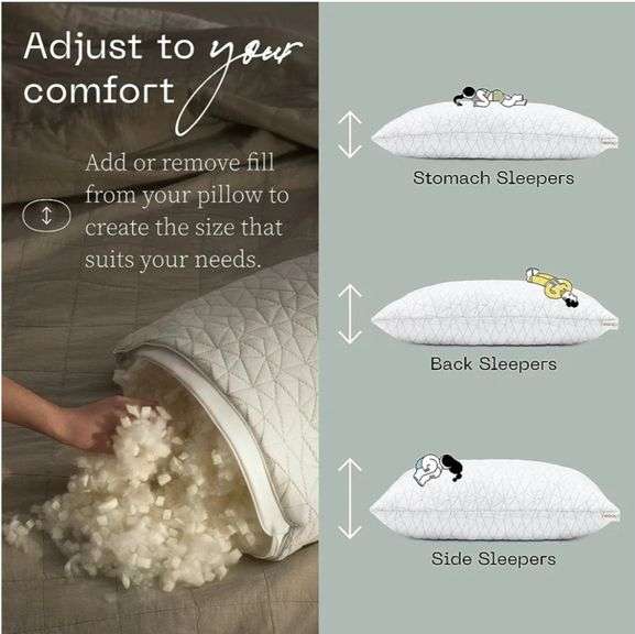 Coop Home Goods Original Adjustable Pillow, Queen Size Bed Pillows for Sleeping