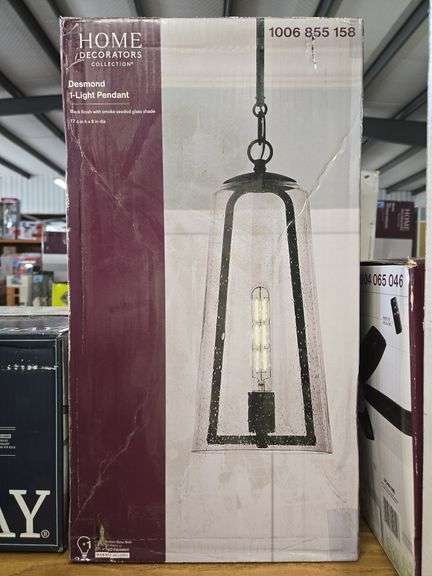 Desmond 60-Watt 1-Light Black Pendant with Smoke Seedy Glass Shade