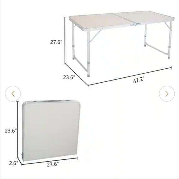 28 in. H Rectangle Plastic Folding Portable Outdoor Picnic Table