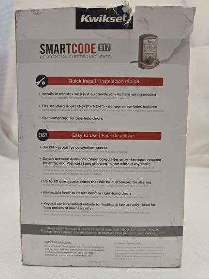 Kwikset 917 SmartCode Satin Nickel Keypad Electronic Single-Cylinder Tustin Door Lever Featuring SmartKey Security