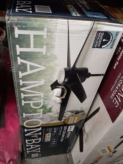 Hampton Bay Mena 54 in. White Color Changing Integrated LED Indoor/Outdoor Matte Black Ceiling Fan with Light Kit and Remote Control