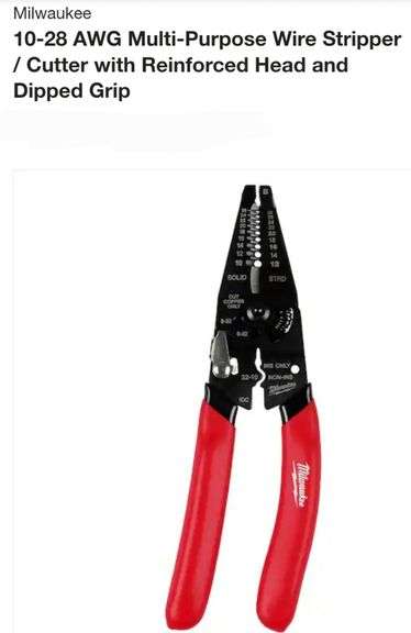 Milwaukee
10-28 AWG Multi-Purpose Wire Stripper / Cutter with Reinforced Head and Dipped Grip