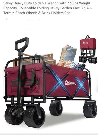 Sekey Heavy Duty Foldable Wagon with 330lbs Weight Capacity, Collapsible Folding