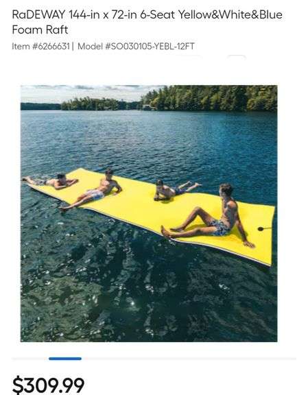 RaDEWAY 144-in x 72-in 6-Seat Yellow&White&Blue Foam Raft