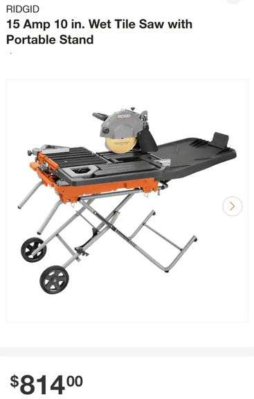 RIDGID

15 Amp 10 in. Wet Tile Saw with Portable Stand
