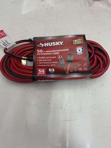 Husky 50 ft. 14/3 Medium Duty Indoor/Outdoor Extension Cord, Red/Black