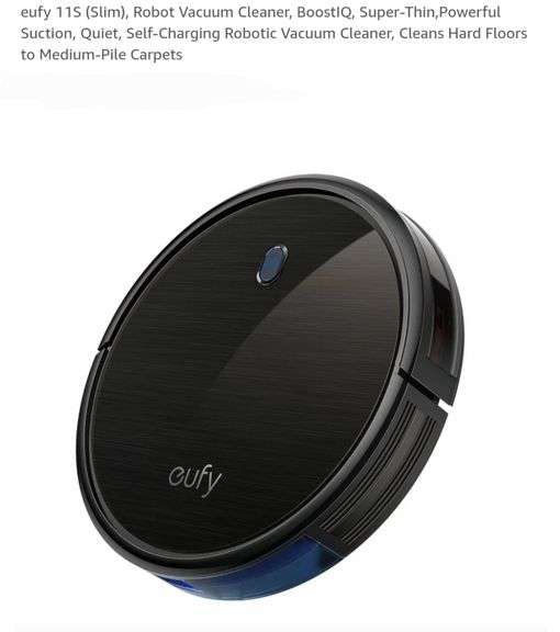 Eufy 11S (Slim), Robot Vacuum Cleaner, BoostIQ, Super-Thin,Powerful Suction, Quiet, Self-Charging Robotic Vacuum Cleaner, Cleans Hard Floors to Medium-Pile Carpets
