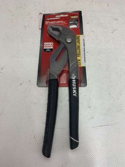 Husky 10 in. Quick Adjusting Groove Joint Pliers with Curved Jaw