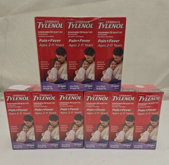 (3) Tylenol Children's Oral Suspension, Fever Reducer and Pain Reliever, Grape, 4 fl oz (3ct Each)