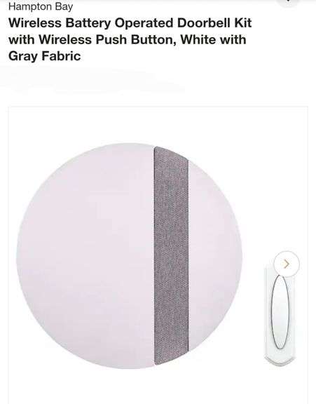 Hampton Bay Wireless Battery Operated Doorbell Kit with Wireless Push Button, White with Gray Fabric