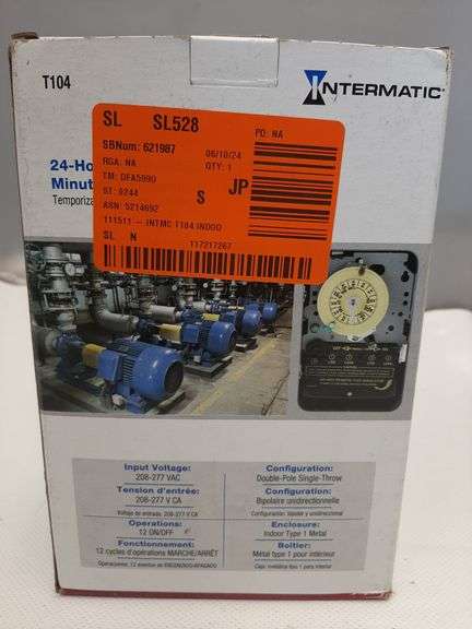 International T100 Series 40 Amp 24hr Indoor Mechanical Timer With Double Pole Single Throw Switching 240 VAC