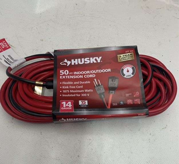 Husky 50 ft. 14/3 Medium Duty Indoor/Outdoor Extension Cord, Red/Black