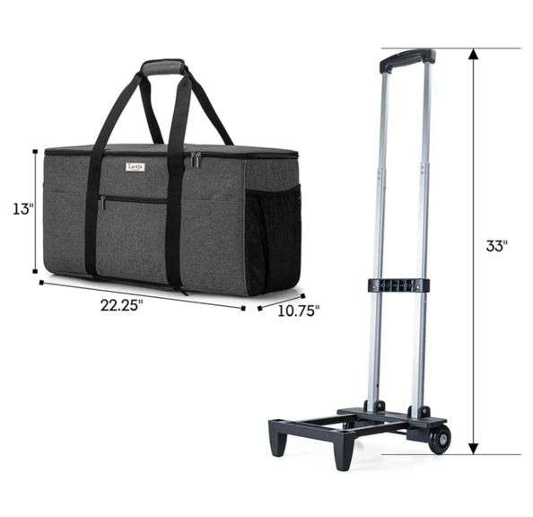 LUXJA Rolling Tote Compatible with Cricut Maker (Explore Air) and Easy Press (9 inches x 9 inches), Die-Cut Machine Carrying Case with Wheels (Come with a Detachable Dolly), Black
