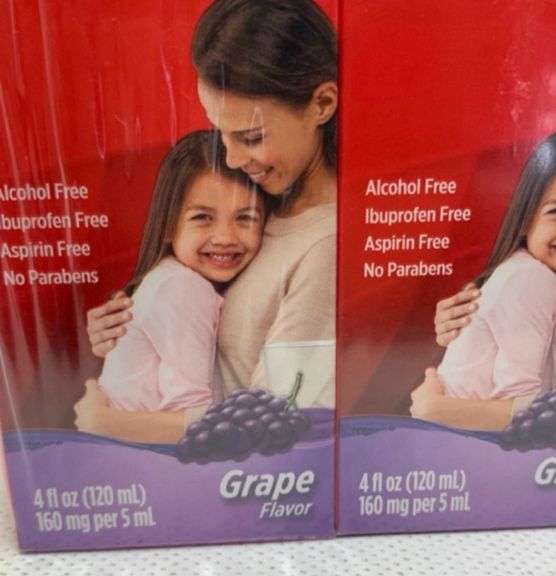 (3) Tylenol Children's Oral Suspension, Fever Reducer and Pain Reliever, Grape, 4 fl oz