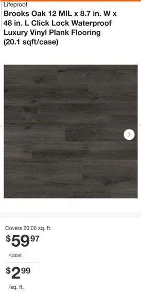 12 Boxes Of Life proof Brooks Oak 12 MIL x 8.7 in. W x 48 in. L Click Lock Waterproof Luxury Vinyl Plank Flooring (20.1 sqft/case)