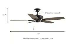 North Pond 52 in. Indoor/Outdoor Matte Black Ceiling Fan with Downrod and Reversible Motor; Light Kit Adaptable