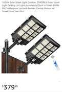 1600W Solar Street Light Outdoor, 238000LM Solar Street Light Parking Lot Lights Commercial Dusk to Dawn, 6500k IP67 Waterproof Led with Remote Control Motion for Street,Court,Tree 2Pcs
