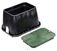 NDS 113BC1PK 14 in. X 19 in. Rectangular Standard Series Valve Box and Cover, 12 in. Height, Irrigation Control Valve Lettering, Black Box, Green Overlapping Cover, Black/Green
