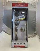 Kwikset Dakota Satin Nickel Single Cylinder Door Handleset with Polo Door Knob Featuring SmartKey Security
