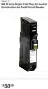 Square D QO 20 Amp Single-Pole Plug-On Neutral Combination Arc Fault Circuit Breaker