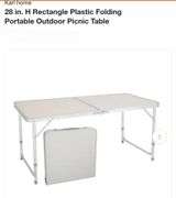 28 in. H Rectangle Plastic Folding Portable Outdoor Picnic Table