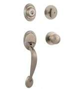 Kwikset Dakota Satin Nickel Single Cylinder Door Handleset with Polo Door Knob Featuring SmartKey Security