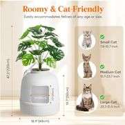Lifewit Litter Box Cat with Faux Plant & Scoop, Hidden Enclosure Litter Tray with Odor Control & Carbon Filter in Living Room, Bedroom, Corner, White