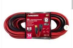 Husky 50 ft. 14/3 Medium Duty Indoor/Outdoor Extension Cord, Red/Black